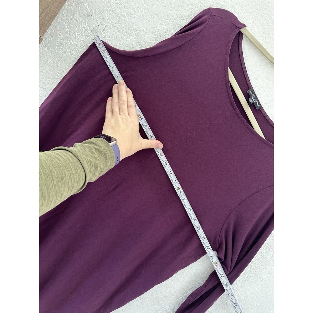 Eileen Fisher Purple Viscose Tunic 2X Minimalist Lagenlook Long Sleeve Stretch - Picture 4 of 7